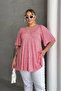 Plus Size V-Neck Short Sleeve Skirt with Exaggerated Print Blouse 98-5 - 5
