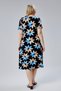 Women's Dress with Short Sleeve Wide Black with Blue Mink Flowers - 5