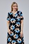 Women's Dress with Short Sleeve Wide Black with Blue Mink Flowers - 6