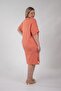 210105 Women's Crew Neck Dress with Pockets Orange - 5