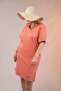 210105 Women's Crew Neck Dress with Pockets Orange - 6