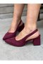 MARIA Burgundy Calf Suede Heeled Sandals Shoes - 4