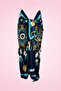 Navy Blue Bohemian Native American Feather Detailed Long Pareo - 2