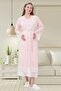 Mecit 6204 Pink Maternity Maternity Lace Dressing Gown Nightgown Set - 3