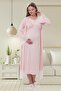 Mecit 6204 Pink Maternity Maternity Lace Dressing Gown Nightgown Set - 2