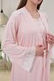 Mecit 6204 Pink Maternity Maternity Lace Dressing Gown Nightgown Set - 4