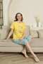 Mother Daughter Short Sleeve Crew Neck Printed Lemon Purple Pajamas Set - 3