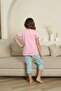 Mother Daughter Short Sleeve Crew Neck Printed Lemon Pink Pajamas Set - 4