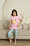 Mother Daughter Short Sleeve Crew Neck Printed Lemon Pink Pajamas Set - 2
