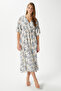Women's Katy Blue Floral Elastic Waist Slit Viscose Summer Dress - 7