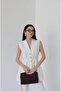 Women's Waist Fitted Gold Button Detailed Lined Vest Set - 4