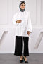 Ecru Balloon Sleeve Belted Shirt - 3
