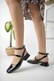 Women's Mary Jane Black Patent Leather Open Back Square Toe Helmet Short Block Heeled Shoes - 5