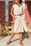 Beige Pocketed Cotton Loose Woven Shirt Dress 100 60 - 2