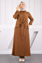 Brown Front Tie Shirt Skirt Suit