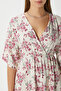 Women's Katy Pink Floral Elastic Waist Slit Viscose Summer Dress - 7
