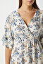 Women's Katy Blue Floral Elastic Waist Slit Viscose Summer Dress - 8