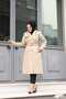 Women's Long Lined Double Breasted Collar Young Sports Large Size Waterproof Trench Coat with Pockets - 5