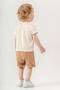 Baby Kids Beige Cotton Shorts 2-Piece Set Trend Fashion Bottom Top Set - 3