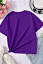 Unisex Moon Saturn Printed Relaxed Cut Purple T-Shirt - 2
