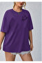 Unisex Saturn Printed Relaxed Cut Purple T-Shirt - 2