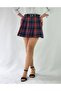 Belted High Waist Red Plaid Woven Pleated Skirt - 3