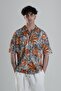 Orange Leaf Patterned Shirt - 5