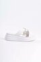 Ruby Flat Heeled Stone Cross Striped Thick and Orthopedic Sole Women's Slippers Bt - White - 6