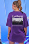 Unisex Los Angeles Printed Relaxed Cut Purple T-Shirt