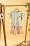 Baby Kids Green Cotton Short Sleeve Shorts 2-Piece Set Trend Fashion Bottom Top Set
