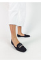 Black Color Knitwear Material Low Heel Buckle 36-37-38-39-40 Size Women's Ballerina Shoes - 3