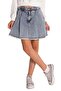 Front Pleated Denim Shorts Skirt