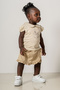Baby Kids Beige Bebe Collar Cotton Shorts Set of 2 Trend Fashion Bottom Top Set - 2