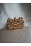 Women's Powder Evening Dress Real Crystal Rough Stone Event Special Occasion Portfolio and Clutch Bag