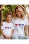 Mother-Daughter Heart Printed T-Shirt, Crew Neck T-Shirt/T-Shirt (Price Is for One Piece.)