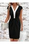 Women's Short Sleeve V-Neck Front Pleat Detailed Imported Crepe Dress - 2