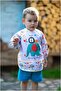 Baby Food Bib with 2 Lion and Deer Pattern Sleeves and Pockets for 0-2 Years - 2