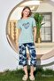 Women's Pajama Set Capri Short Sleeve Summer Gift - 2
