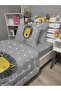 Quilted Gray Lion 4-Piece (100% Cotton 100X200 with Elastic Sheets) Single Bedspread Set - 3