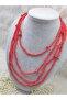 Red Pomegranate Flower Beaded Wrap Around Long Necklace Bohemian Necklace - 2