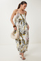 Patterned Straps Comfortable Viscose Dress White Khaki Lrg0018 - 2