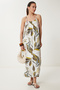 Patterned Straps Comfortable Viscose Dress White Khaki Lrg0018 - 3