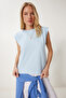 Padded Cotton Knitted T-Shirt Sky Blue Lub0109 - 2
