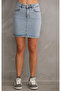 Women's Lycra Mini Light Blue Denim Skirt