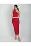 Fuchsia One Shoulder Floral Brooch Draped Midi Length Evening Dress - 4