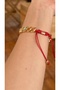 Brand Equivalent Gold Row Red Rope Bracelet with Enamel Detail - 3