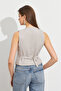 Women's Gray Linen Lined Vest Tw60046 - 8