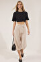 Bej Keten Görünümlü Culotte Pantolon TWOSS25PL00079 - 2