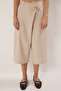 Bej Keten Görünümlü Culotte Pantolon TWOSS25PL00079 - 3