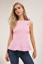 Pembe Sıfır Kol Peplum Belden Oturmalı Omuz Fiyonk Detaylı Örme Bluz TWOSS25BZ00482